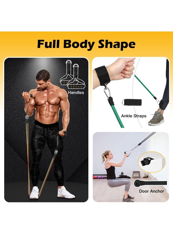 بوفان مجموعة أحزمة مقاومة (11 قطعة)، للرجال والنساء - أحزمة تمارين بمقابض، مثبت باب، أحزمة للكاحل - مثالية لتمارين المقاومة الشديدة، والعلاج الطبيعي، واليوغا، والتمارين المنزلية - شكّل جسمك - Image 5